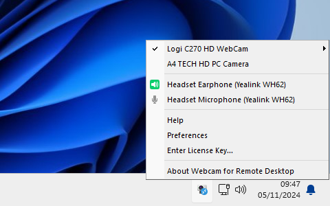 Webcam for Remote Desktop